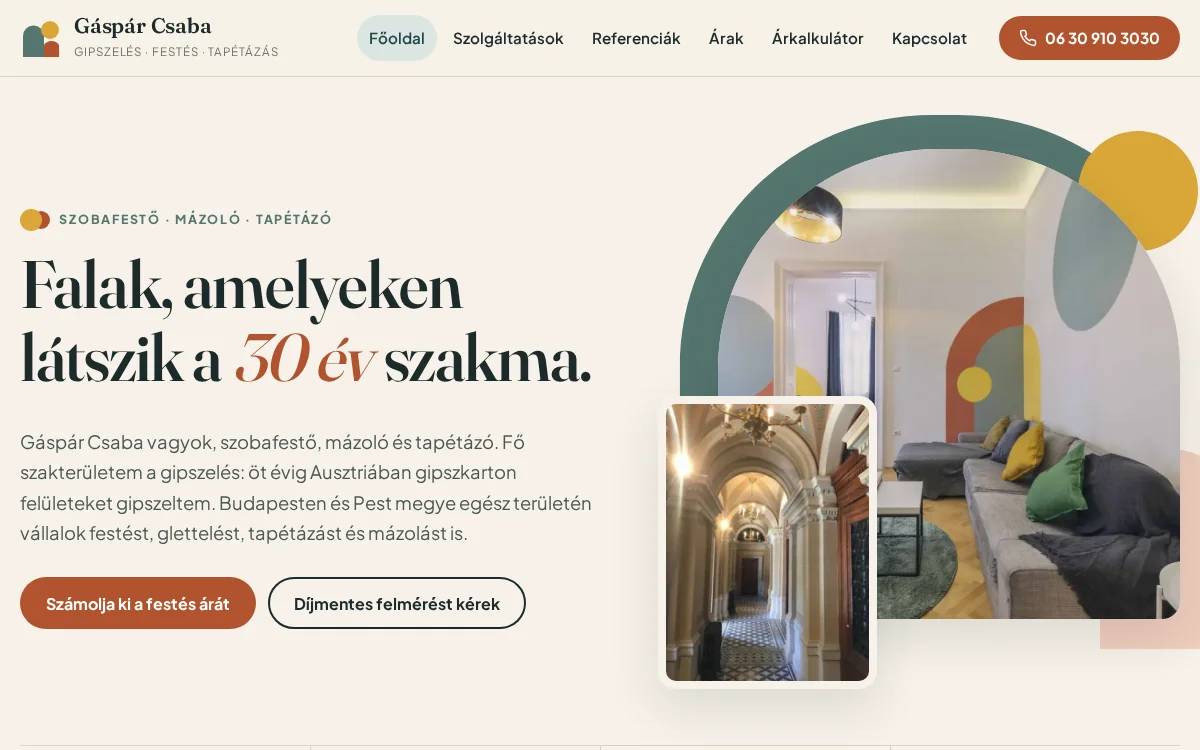 Startansicht der veröffentlichten Website von Gaspi